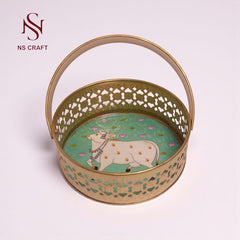 Pichwai Cow Design Round Tray