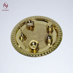 Pure Brass Embossed Pooja Thali