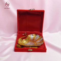 Peacock Dry Fruit Bowl In Velvet Box