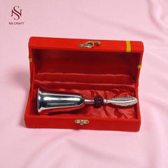 Silver Plated Pooja Bell in Velvet Box