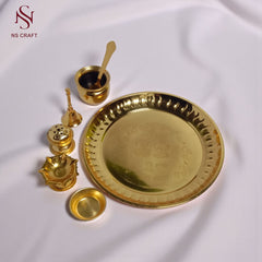 Traditional Pooja Thali Set In Velvet Box