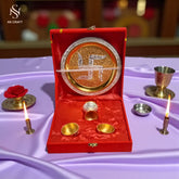 Gold Plated Meenakari Pooja Thali Set In Velvet Box
