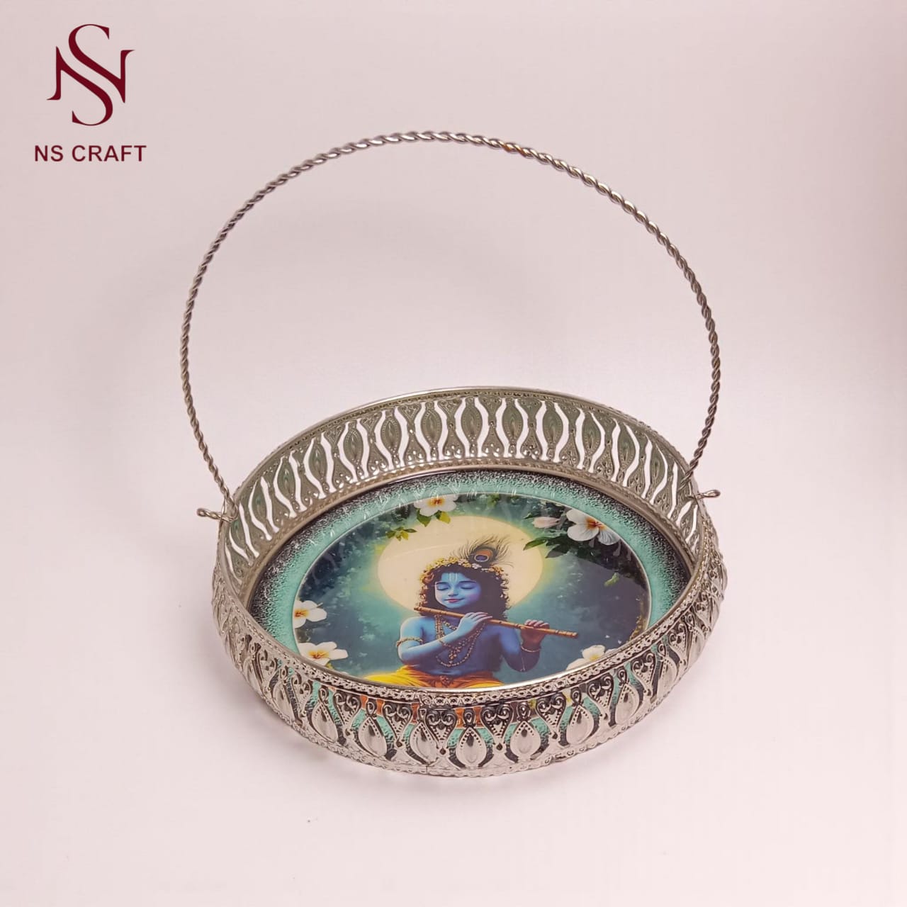 Elegant German Silver Pichwai Tray