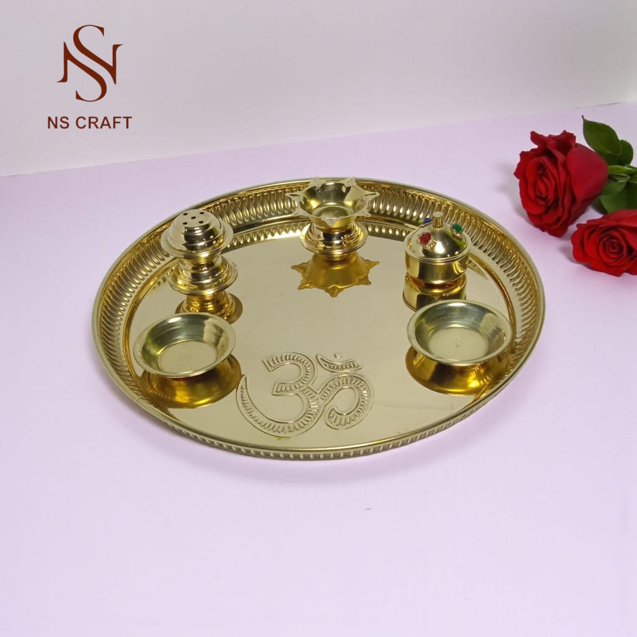 Gold Plated OM Pooja Thali