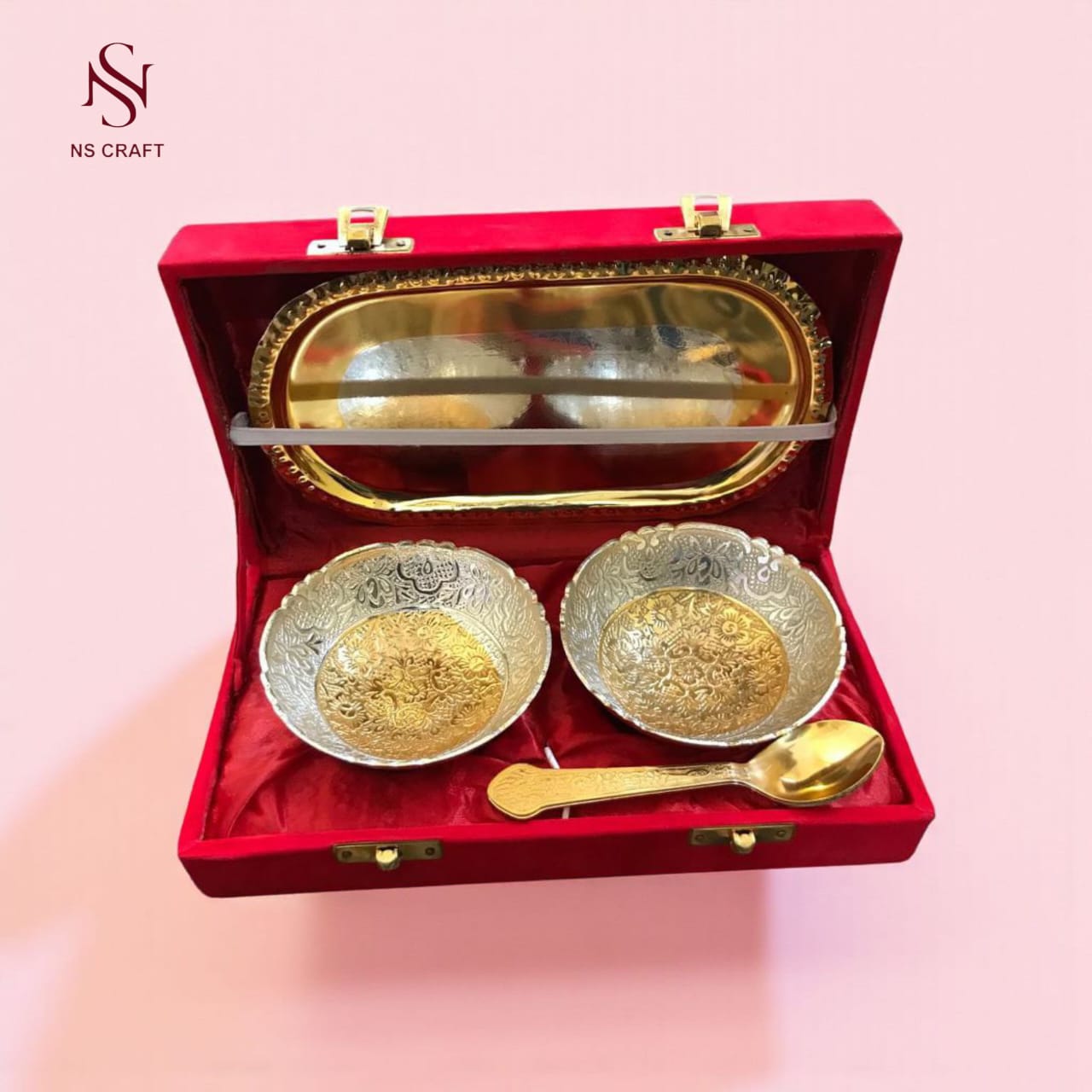 Premium Bowl Tray Gift Set – Red Velvet Box