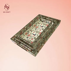 Wooden Serving Tray Set – Multicolor (3 pcs)