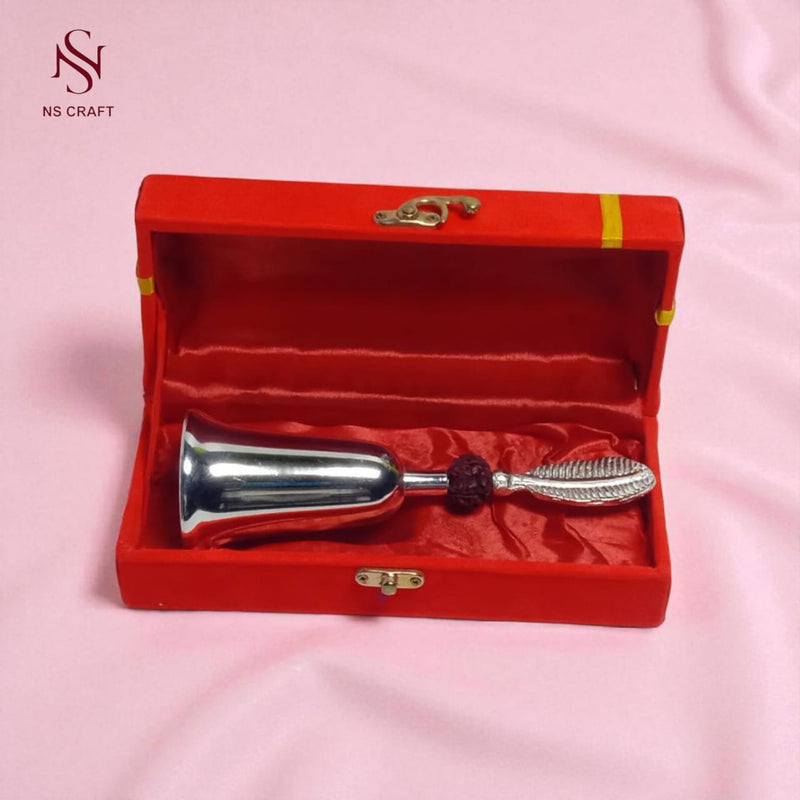 Silver Plated Pooja Bell in Velvet Box