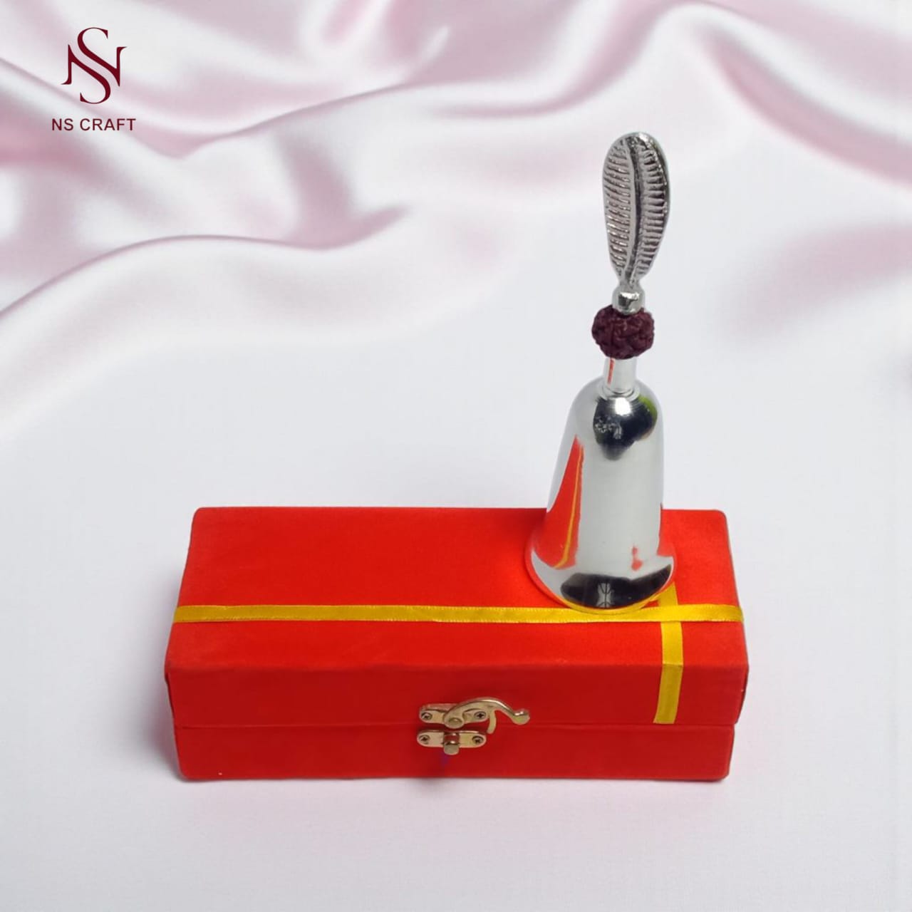 Silver Plated Pooja Bell in Velvet Box