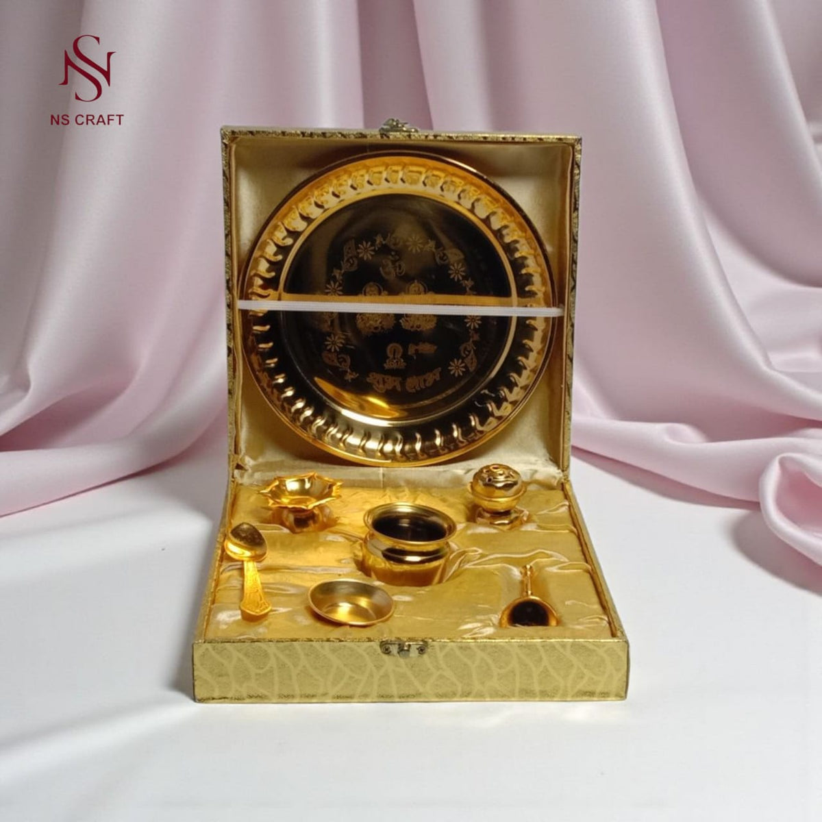 Traditional Pooja Thali Set In Velvet Box