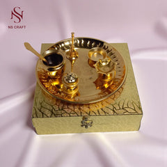 Traditional Pooja Thali Set In Velvet Box