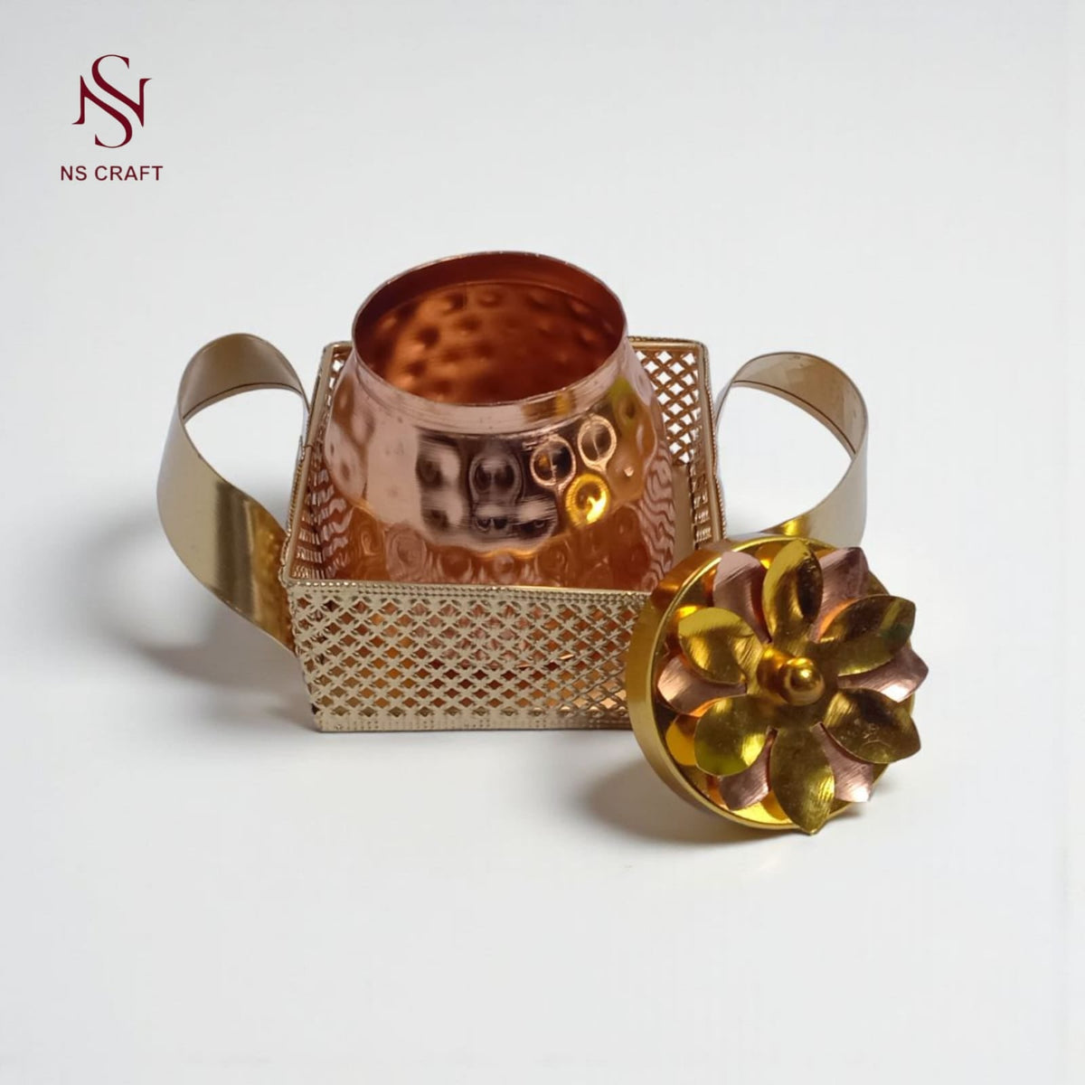 Iron Tray & Copper Jar Set