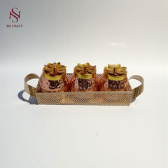 Copper Plated 3 Jar Tray Set – Dry Fruits & Spices"